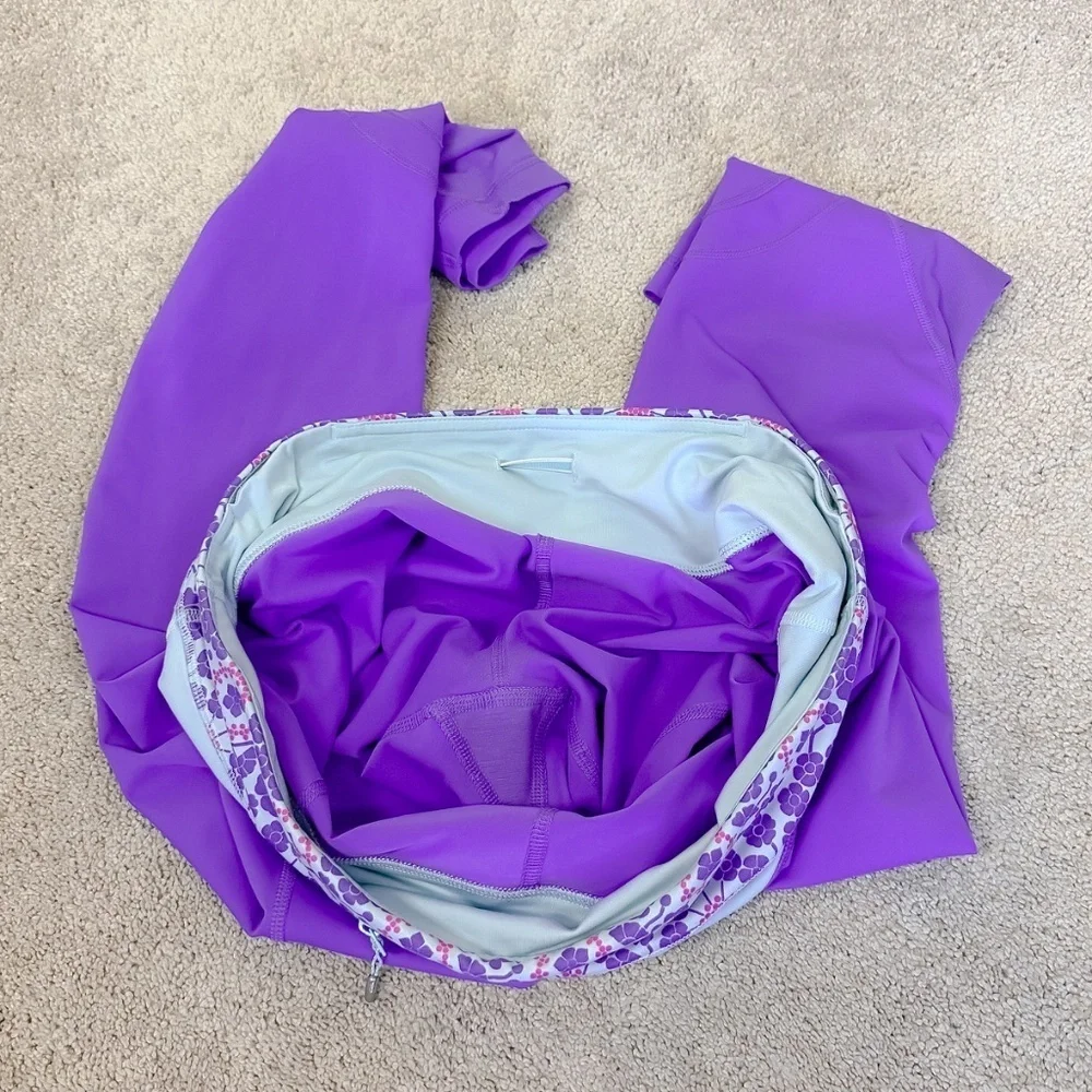 Lululemon Run Inspire Crop II Size 10 Leggings Twiggy Power Purple Aquamarine